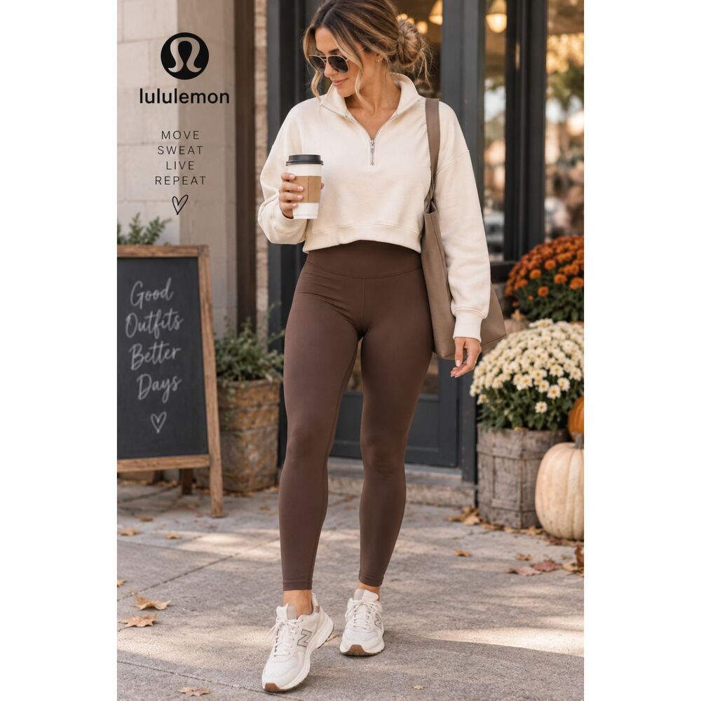 Lululemon Brown Full Length Leggings Women’s Size 10 High Rise Yoga Athleisure